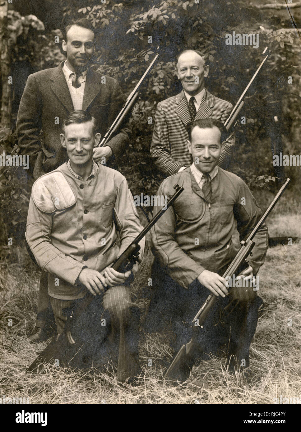 Eine britische Schießerei mit vier Mann Stockfoto