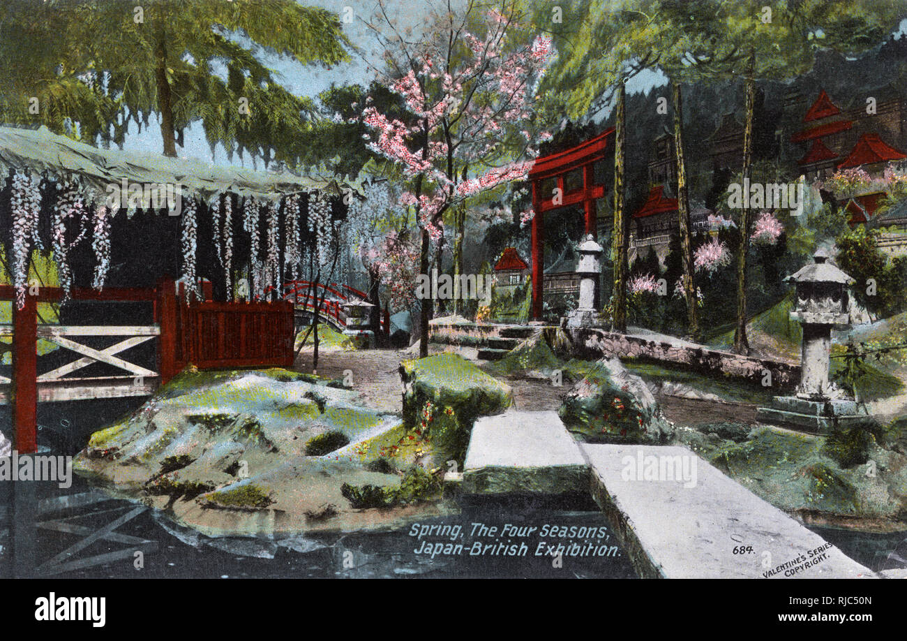 Japanisch-Britische Ausstellung - Weiße Stadt - Frühling - Vier Jahreszeiten Stockfoto