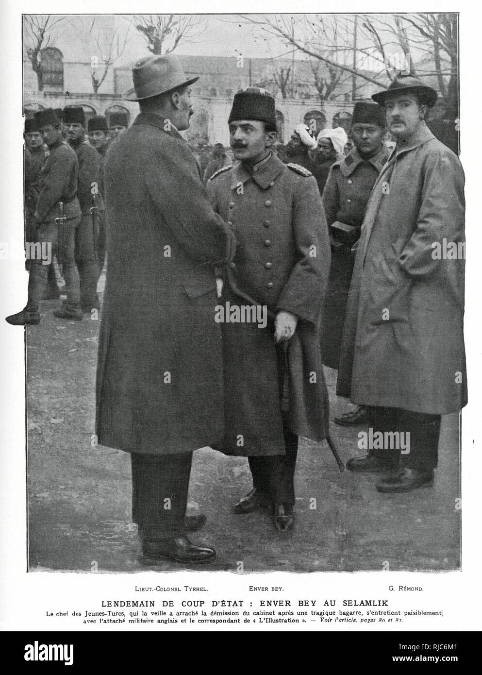 Enver Pasha geht zu Lieutenant Colonel Tyrrell 1913 Stockfoto