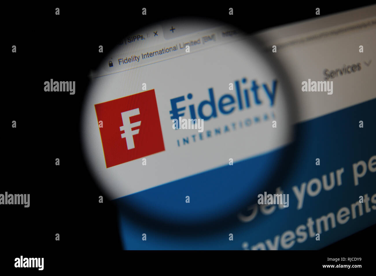 Die UK-Website der multinationalen Financial Services Corporation Fidelity Investments Stockfoto