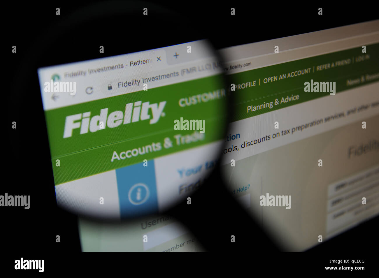 Website der multinationalen Financial Services Corporation Fidelity Investments Stockfoto