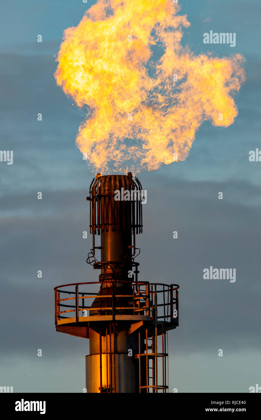 Stahl Standort Duisburg Hamborn, Kokerei Schwelgern ThyssenKrupp Steel, Gasbrenner, flare Sie nicht verwendete Gas Stockfoto