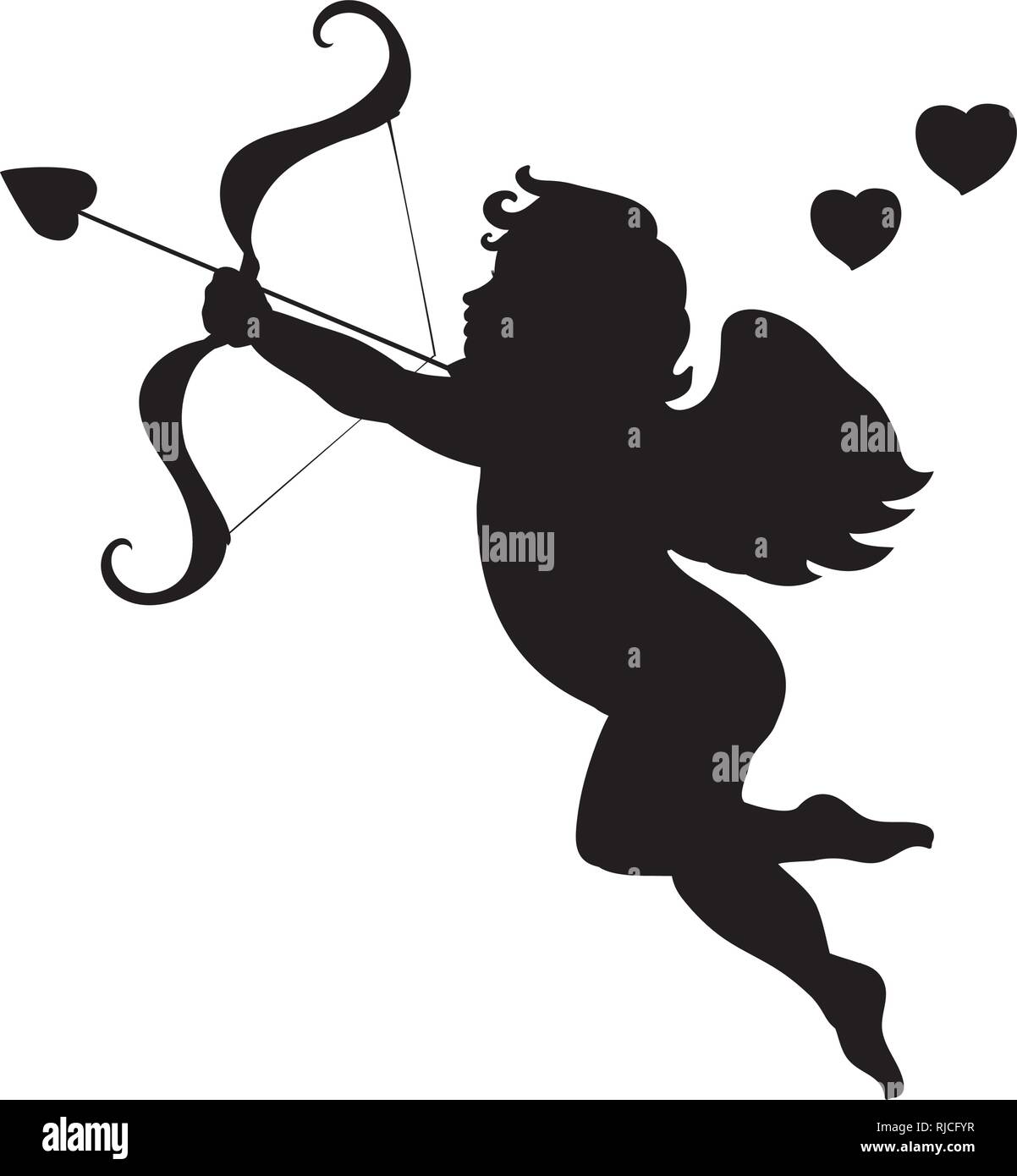 Cupido liebe Silhouette der antiken Mythologie fantasy Stock Vektor