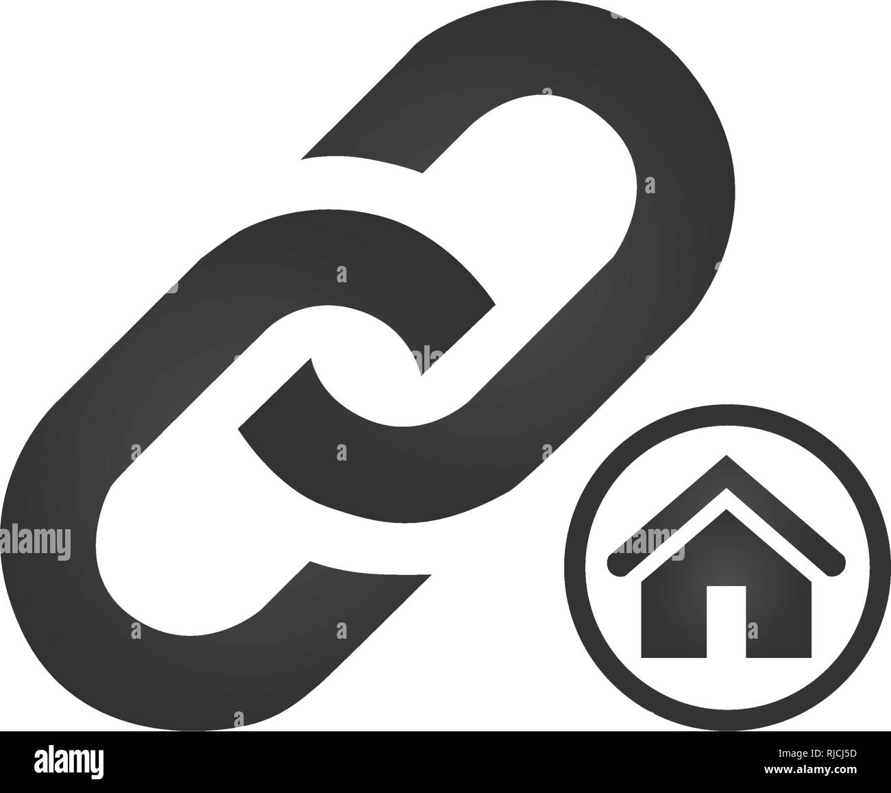 Link Symbol mit Home. go home link Konzept. Vector Illustration auf weißem Hintergrund Stock Vektor