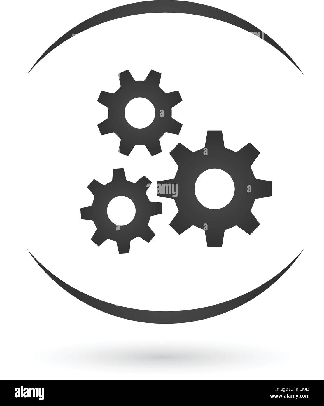 Secure Digital Space. Virtuelle vertraulich, Programmierung Schutz. Zahnräder, Mechanik Vector Illustration Stock Vektor
