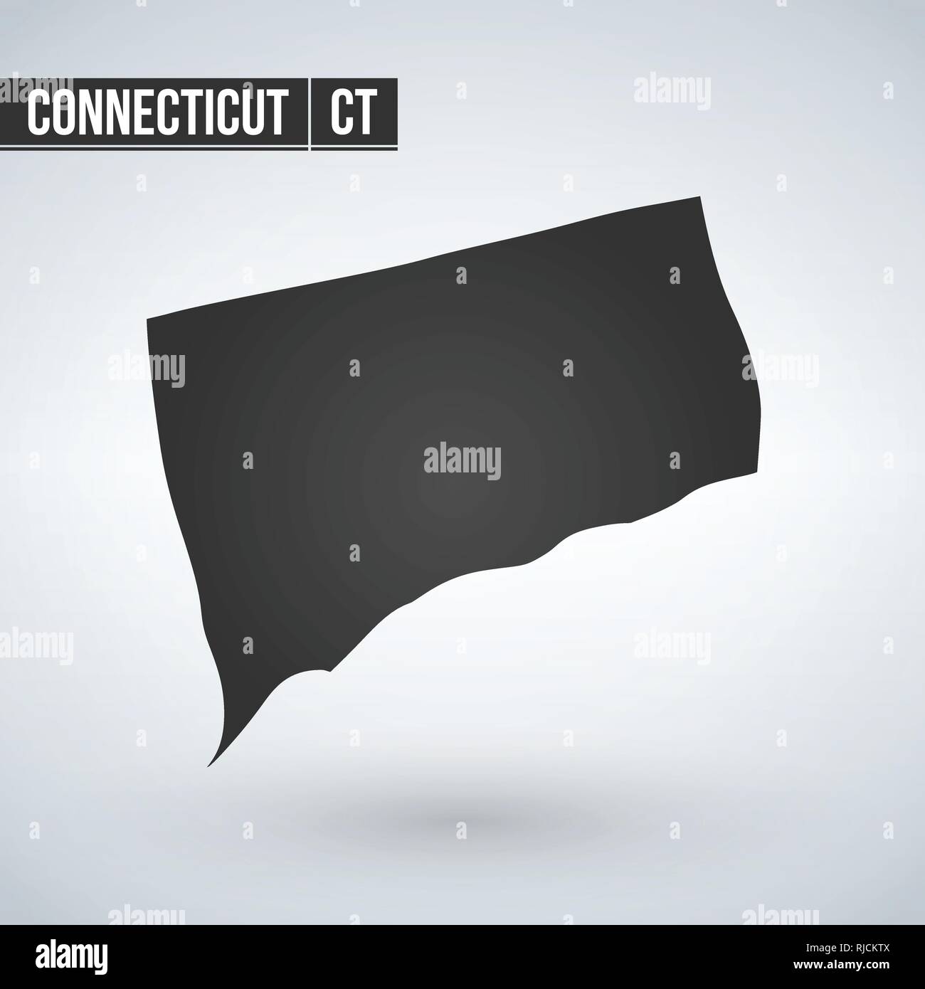 Connecticut Karte mit Schatten. Schneiden Sie das Papier isoliert auf einem weißen Hintergrund. Vector Illustration Stock Vektor