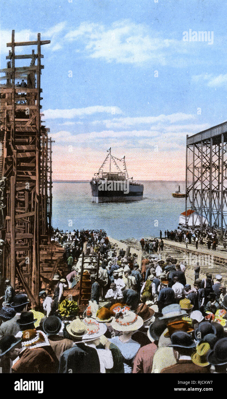 Schlachtschiff-Start, Newport News, Virginia, USA Stockfoto