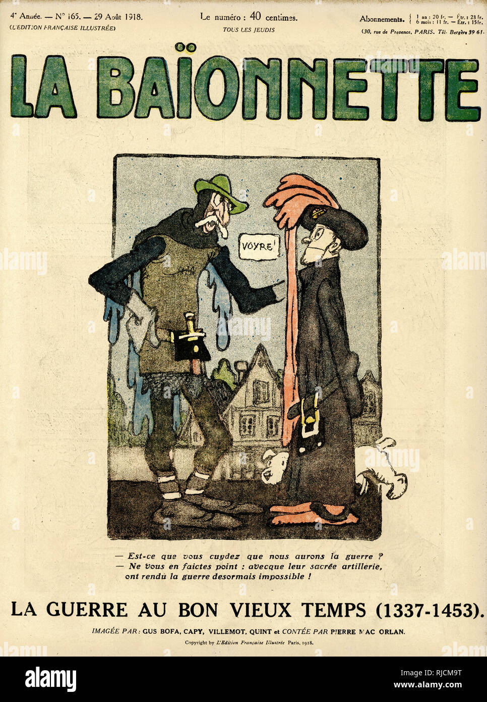 Titelseite, La Baionnette, WW1 Stockfoto