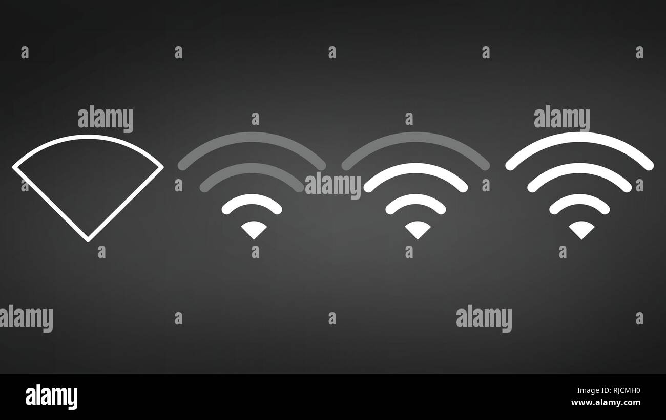 Wlan unterschiedliche Pegel. Wlan-Signalstärkeanzeige das Symbol. Zeichen für Fernzugriff per Internet. Vector Illustration Stock Vektor