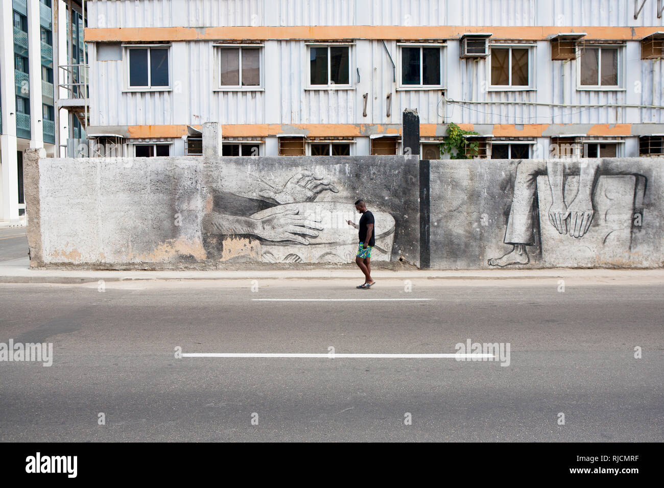 Kubanische Wall Art und Graffiti n Havanna von Che und Castrocuban Kunst Stockfoto