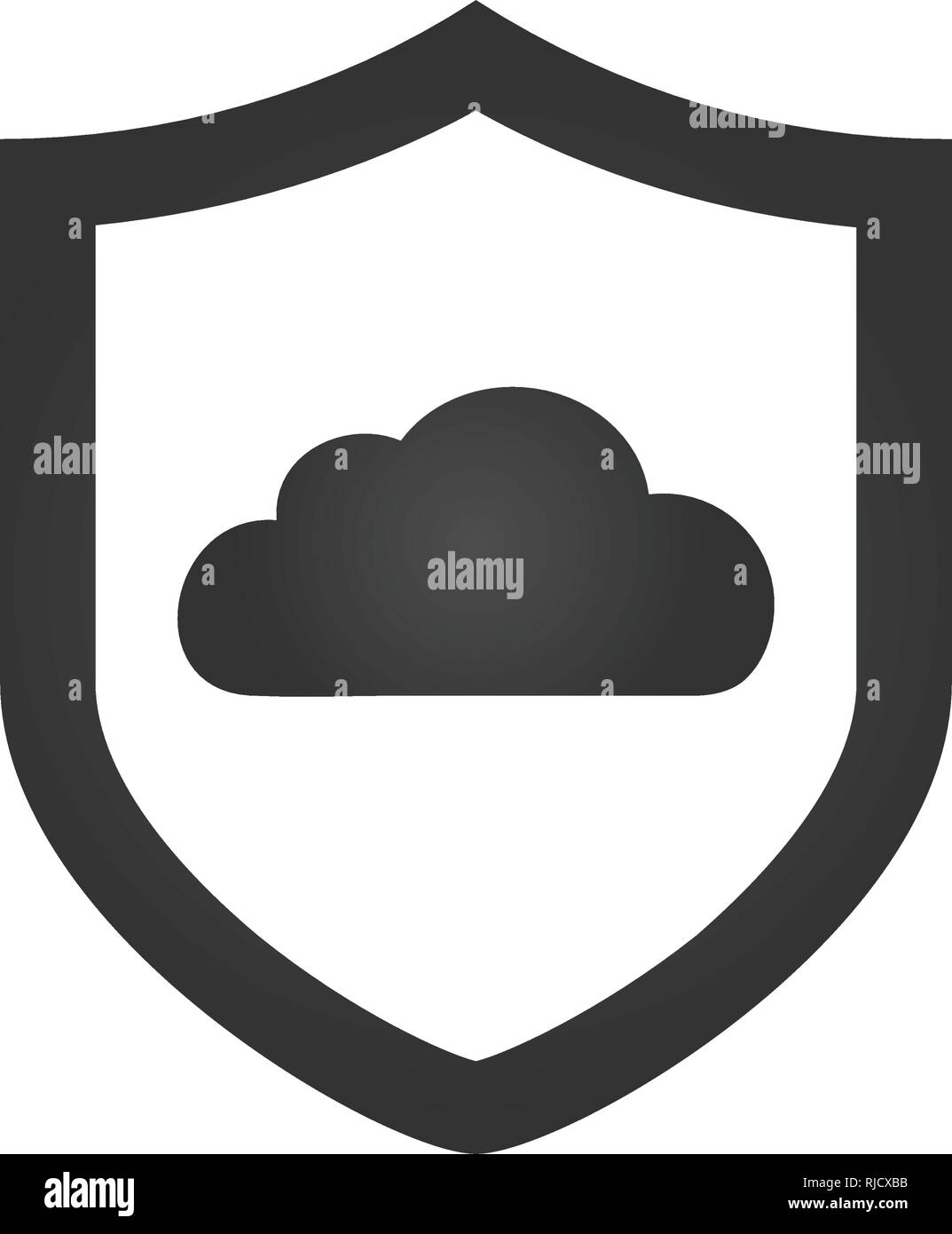 Schild Cloud, Datenschutz. Flache Vektor Icon Abbildung. Einfach schwarzes Symbol auf weißem Hintergrund. Schild Cloud, Datenschutz sign Design templ Stock Vektor