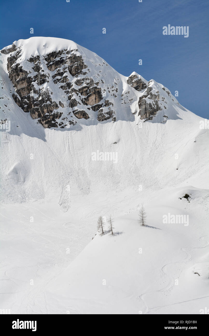 Die Pisten der Sella Nevea am Ende der Skisaison Anfang April, Friaul Julisch Venetien, North East Italien Stockfoto