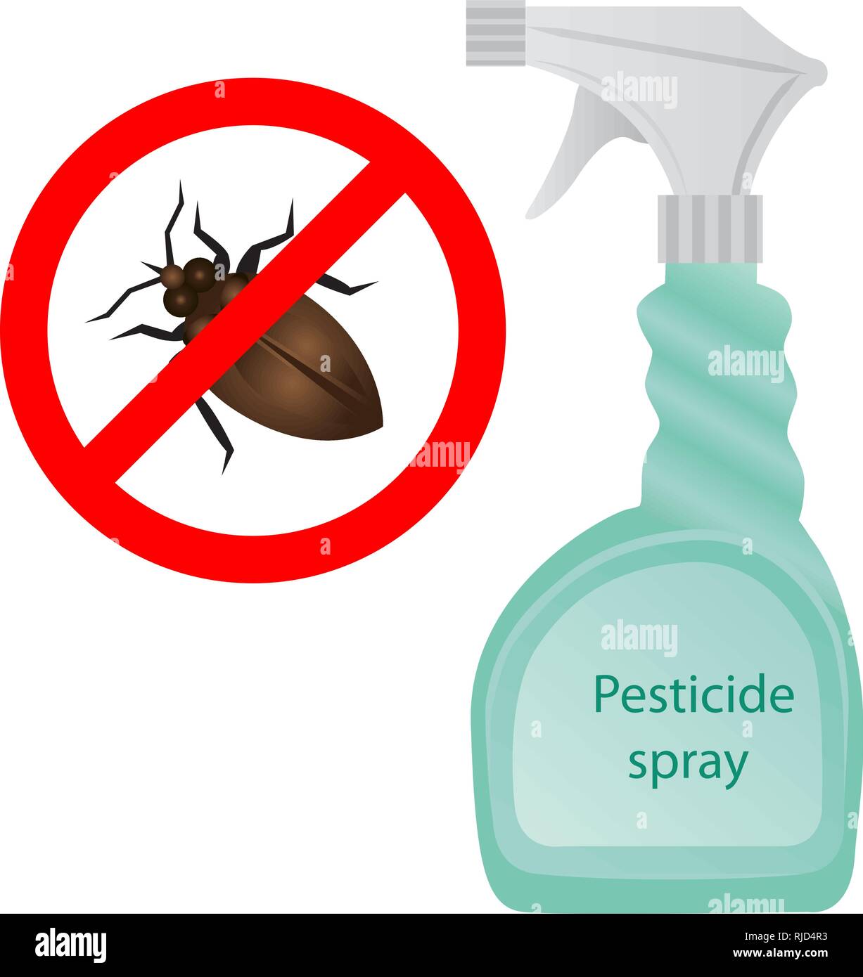 Schädlingsbekämpfung Insekten und Parasiten. Pestizid spray aerosol Flasche. Stop Fehler melden Vector Illustration Stock Vektor