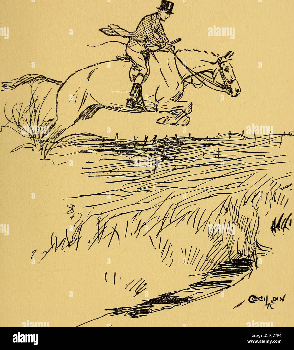 . Die Cecil Aldin Jagd Tagebuch. Pferde; Tagebücher (Leer-Bücher); Fuchs Jagd. 0" ihre Ohren schief, als sie Ansätze und mit einem zusätzlichen Squeeze von Ihnen fliegt Sie über "^". Bitte beachten Sie, dass diese Bilder sind von der gescannten Seite Bilder, die digital für die Lesbarkeit verbessert haben mögen - Färbung und Aussehen dieser Abbildungen können nicht perfekt dem Original ähneln. extrahiert. Cecil Aldin, Charles Windsor, 1870-1935. [S. l. ]: Percy Aldin Stockfoto