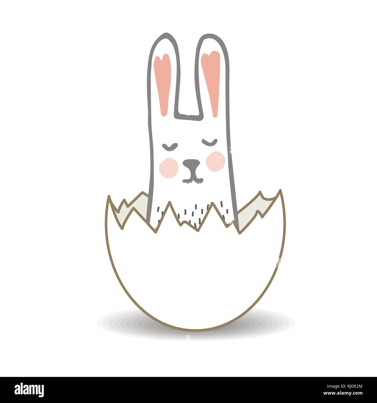 Frohe Ostern Überraschung Ei mit Cute Sweet Bunny. Stock Vektor