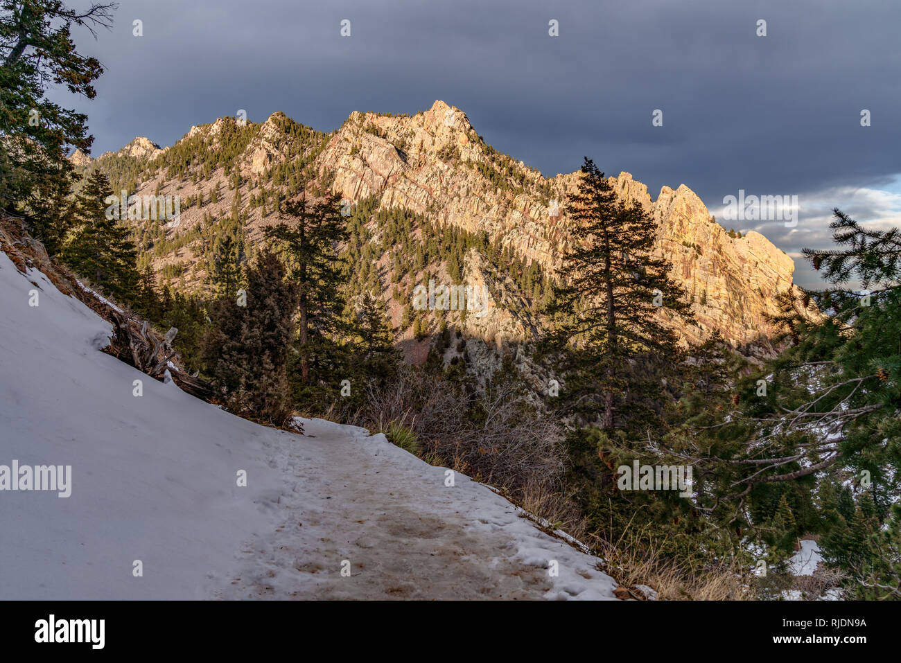 Sonnenuntergang im Eldorado Canyon State Park Stockfoto