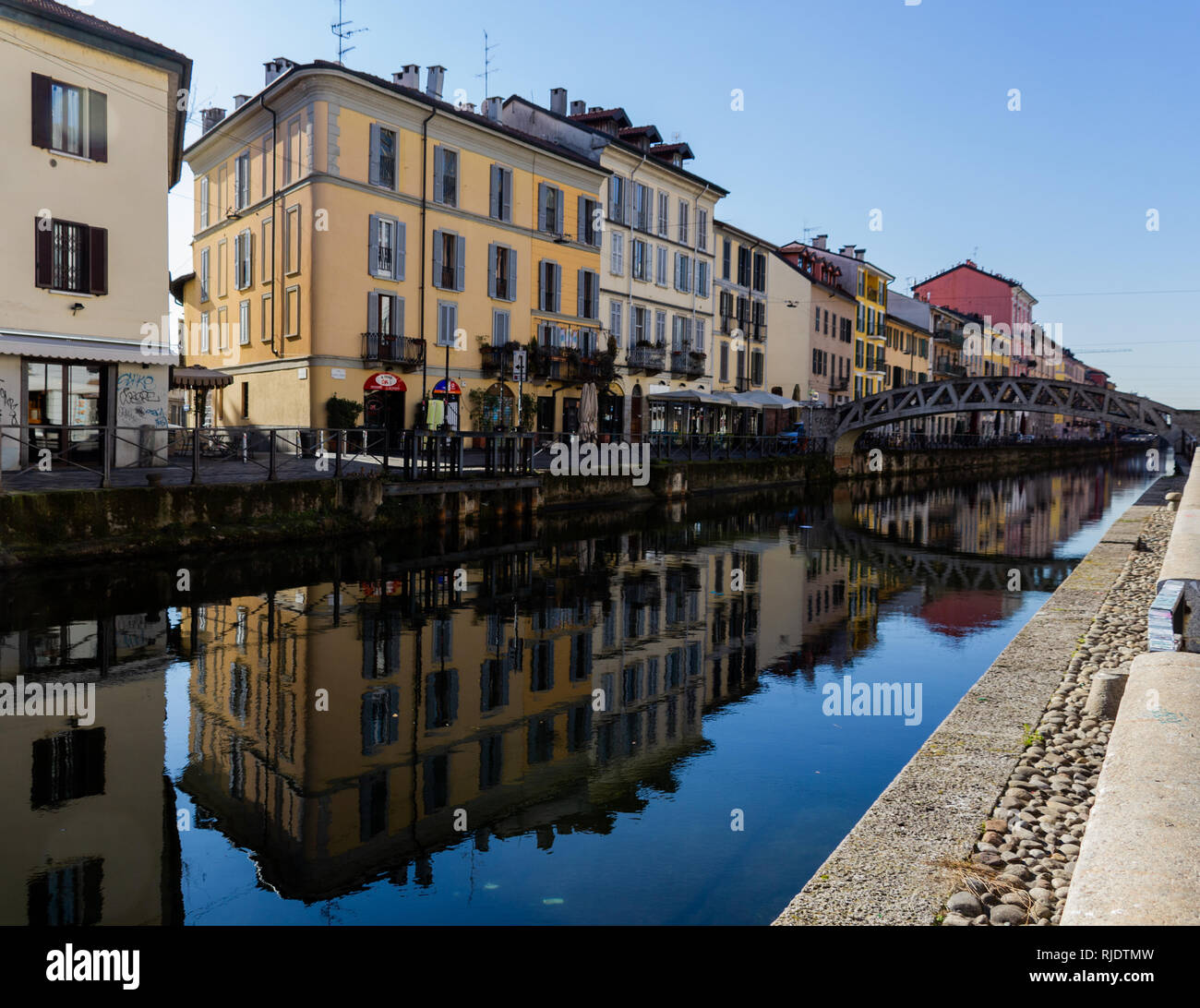 Mialn (Italien), 28. Januar 2019; Der "Naviglio Grande" (großer Wasserweg) von Mailand. Stockfoto