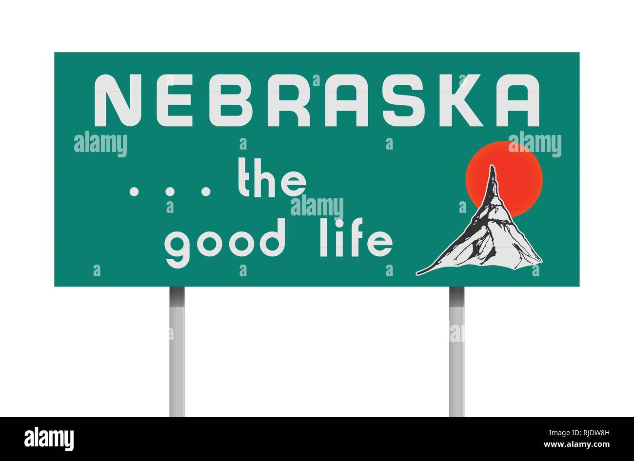 Vector Illustration der Nebraska das gute Leben Green Road Sign Stock Vektor