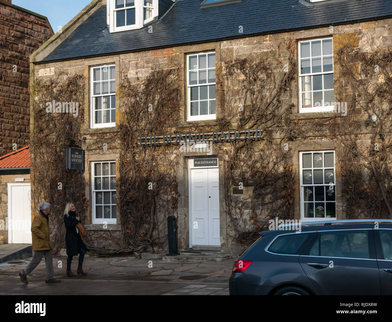 Die Bonnie Badger, neu eröffnetes Hotel, Restaurant und Pub von Tom Kitchin, Gullane, East Lothian, Schottland, Großbritannien Stockfoto