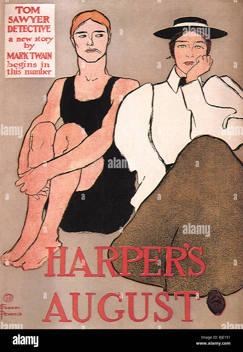 Schwimmer und Lady. Stockfoto