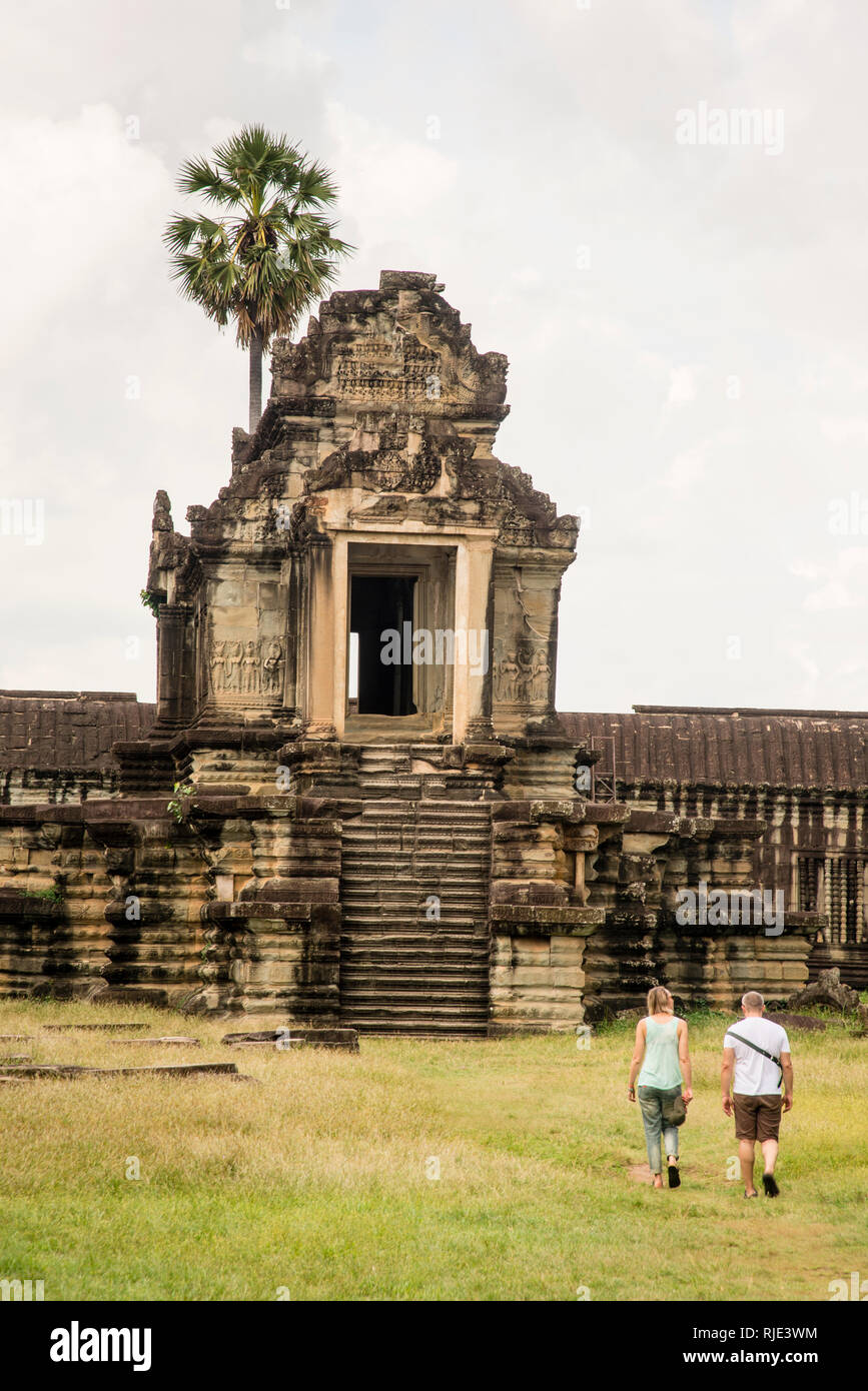 Alte Bibliothek des Angkor Wat Tempels, Siem Reap, Kambodscha. Stockfoto