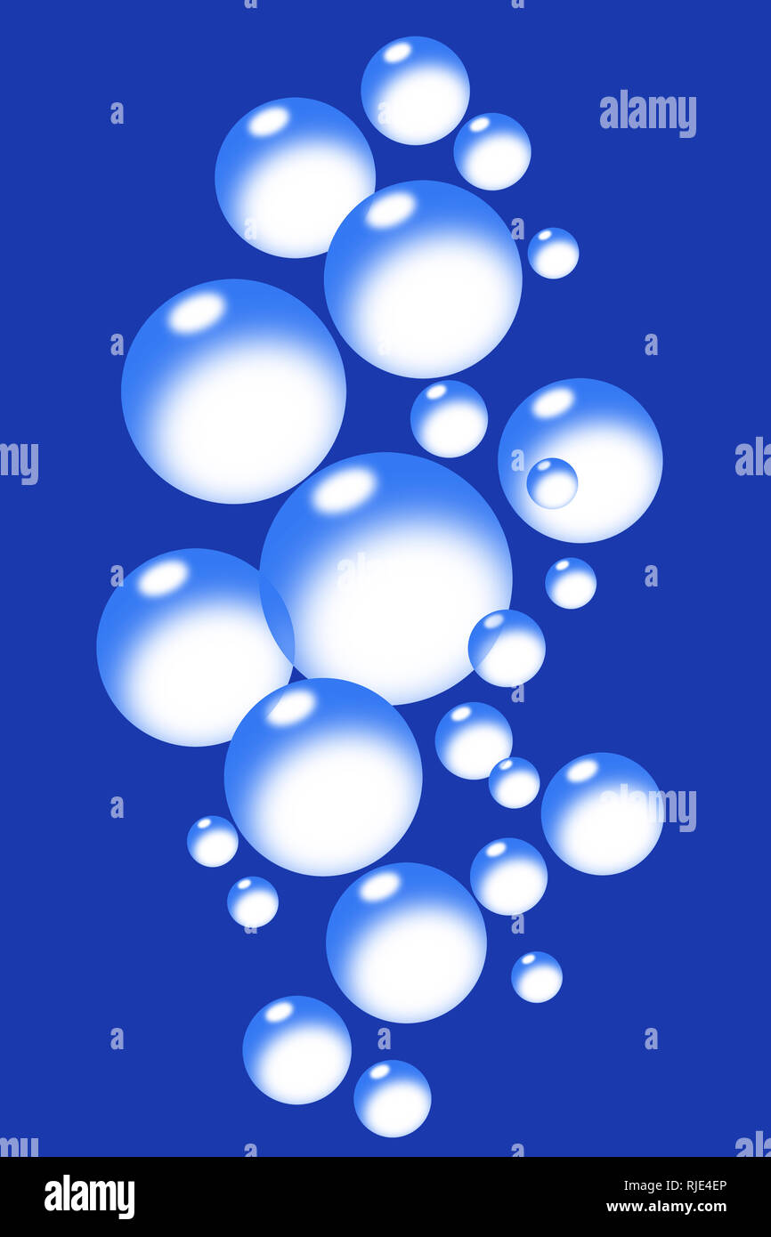 Einen blauen Blasen Hintergrund auf Blau abstrakte Abbildung Stockfoto