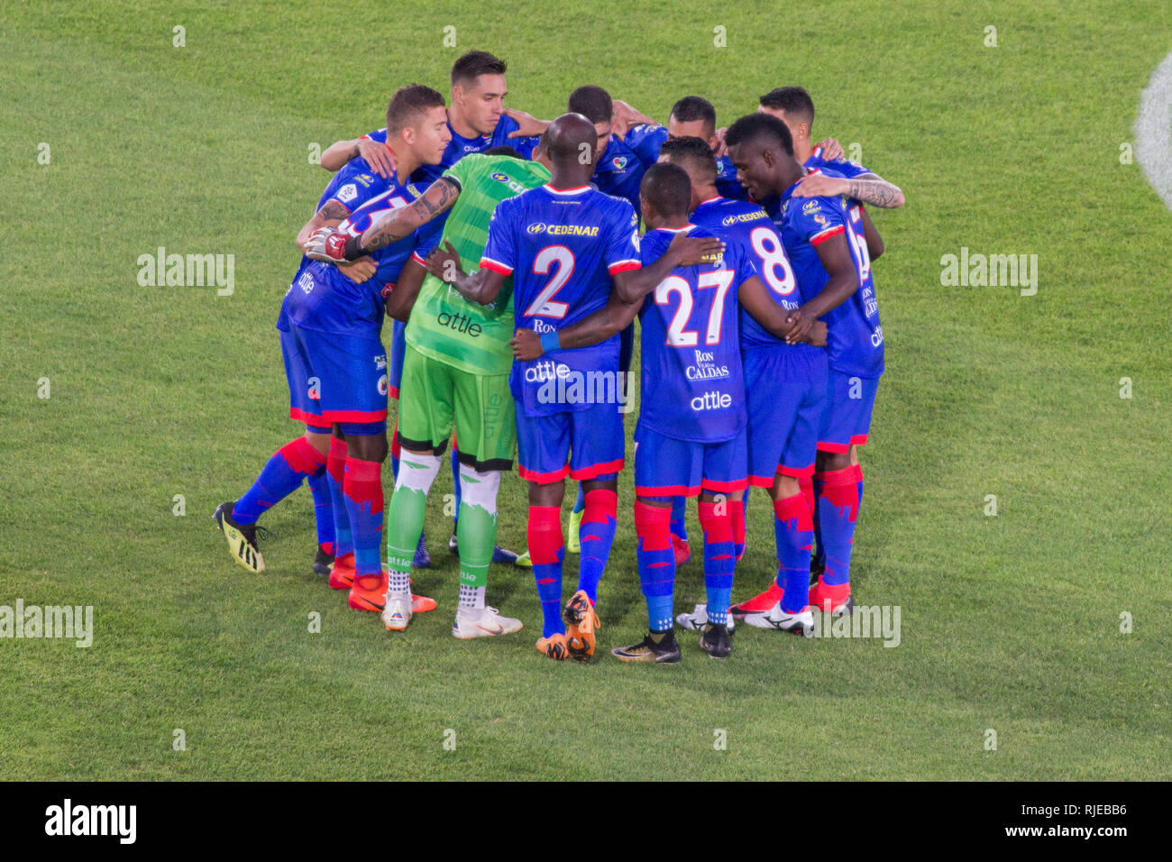 Die Ausrichtung der Pasto Team, Deportivo Pasto vor einem Spiel Stockfoto
