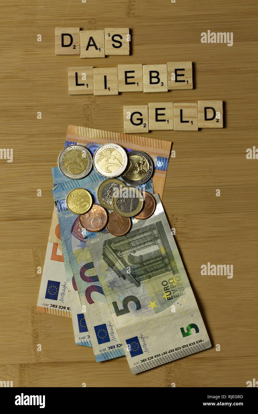 Das liebe Geld, deutsche Wort Das liebe Geld Stockfoto