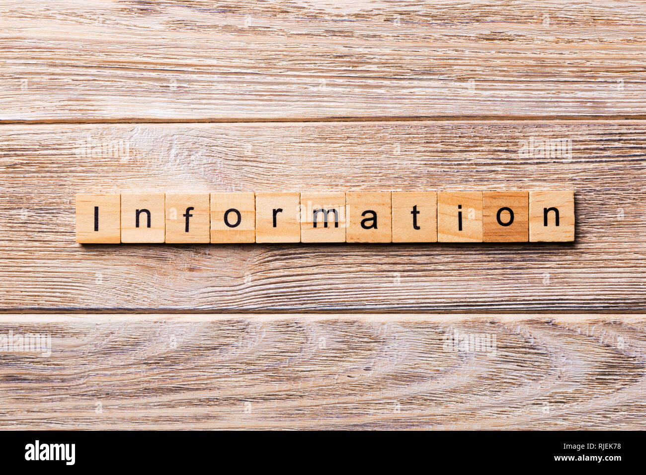 Informationen Wort auf Holz Block geschrieben. Informationen Text auf Holz- Tabelle für Ihr Design, Konzept. Stockfoto