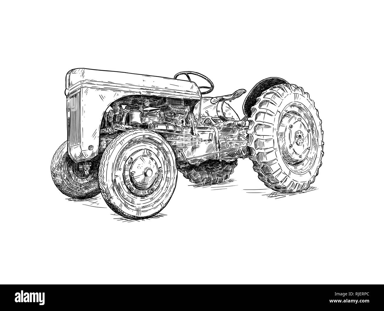 Cartoon oder Comic Stil Zeichnung der Alten oder Vintage Rot Traktor Stockfoto Cartoon oder Comic Stil Zeichnung der Alten oder Vintage Rot Traktor Stockfoto