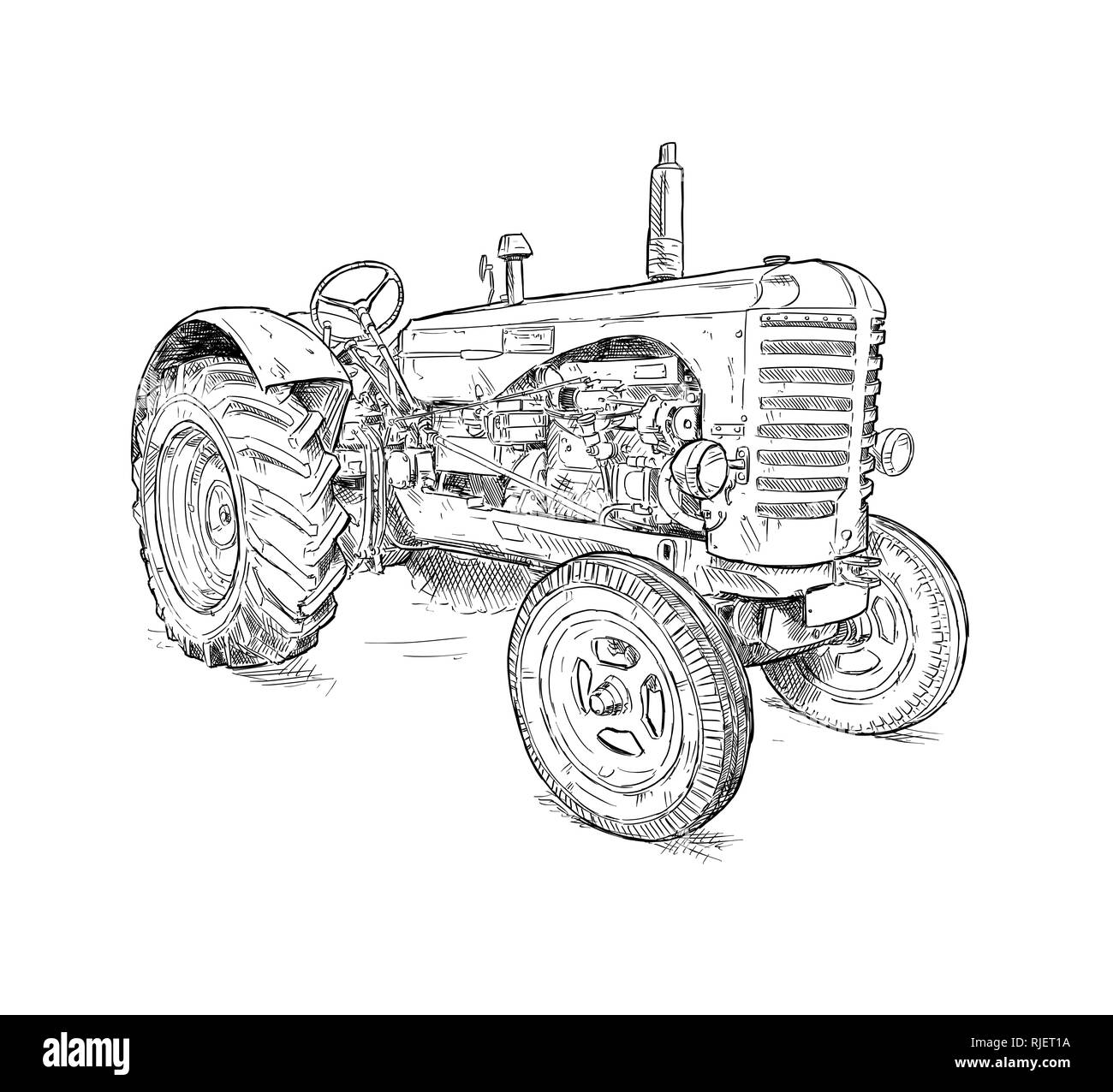 Cartoon oder Comic Stil Abbildung der alten Traktor Stockfoto