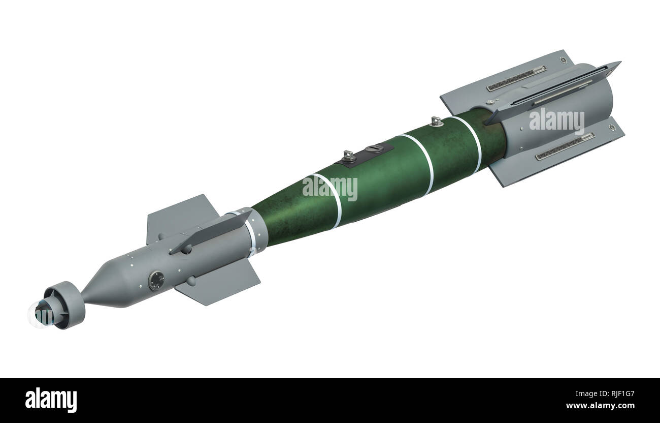 Ein Luft-zu-Rakete (ASM). 3D-Rendering auf weißem Hintergrund Stockfoto