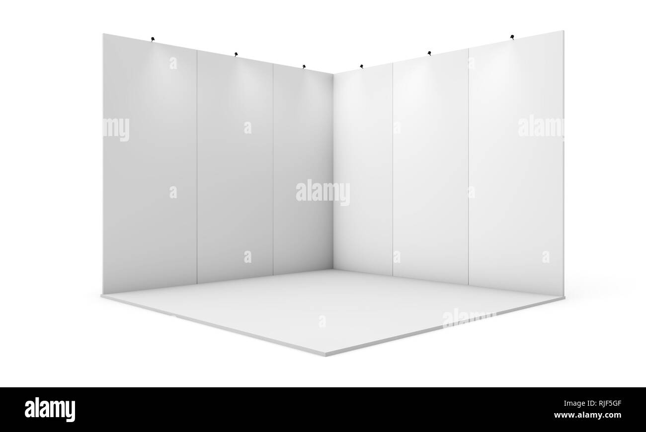 Messestand 3D Rendering isoliert mockup Stockfoto