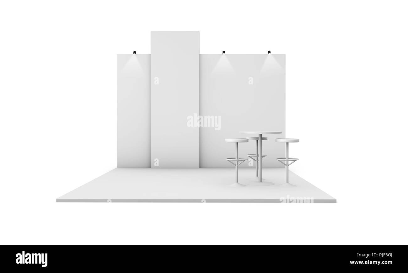 Messestand 3D Rendering isoliert Stockfoto