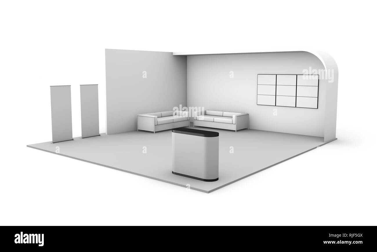Messestand isoliert 3D-Rendering Stockfoto