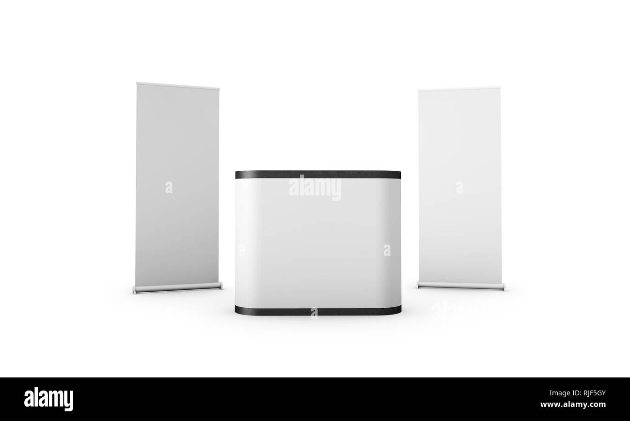 Rezeption und Rollups 3D Rendering isoliert mockup Stockfoto