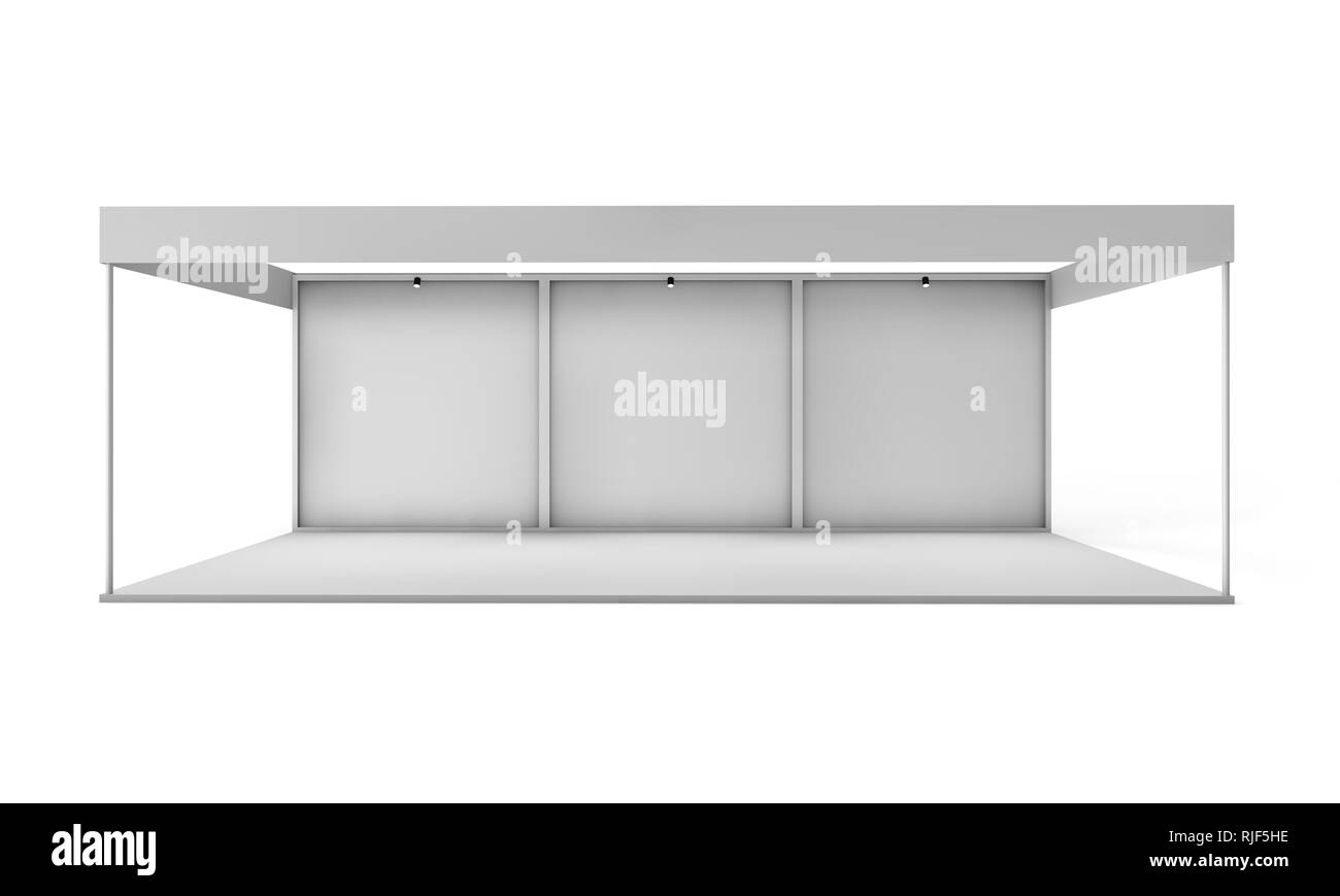 Weiß Messestand Design 3D Rendering isoliert Stockfoto