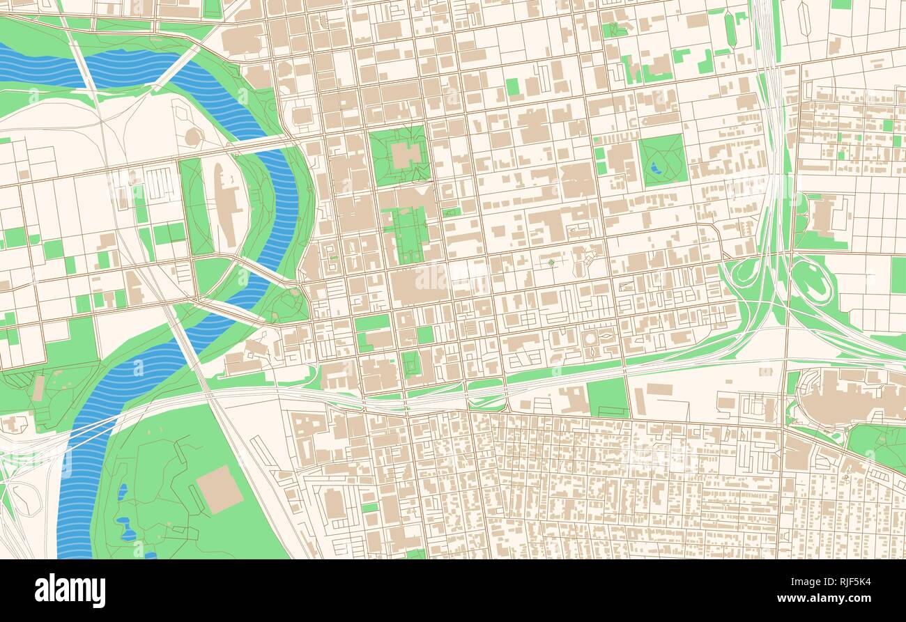 Columbus Ohio druckbare Karte Auszug. Dieser Vektor Stadtplan der Innenstadt von Columbus ist für Infografik und drucken Projekte. Stock Vektor