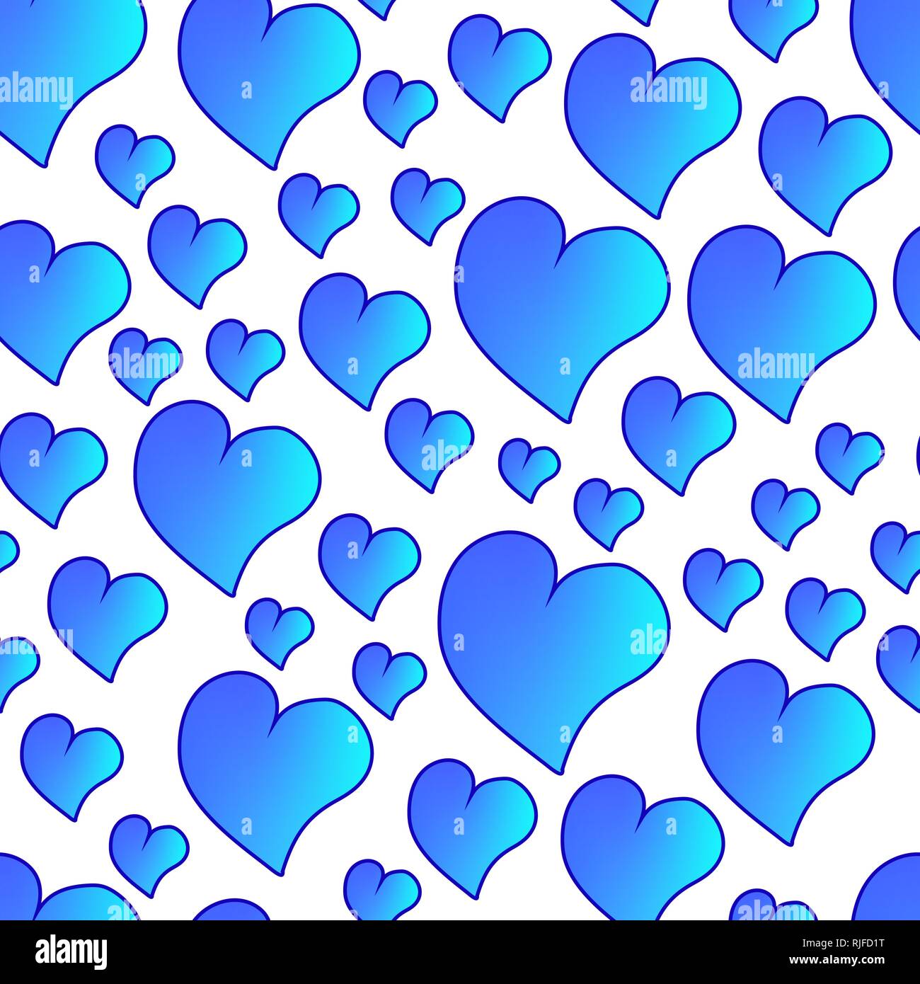 Lustige nahtlose Blue Valentine Muster mit Cartoon gradient Herzen. Stock Vektor