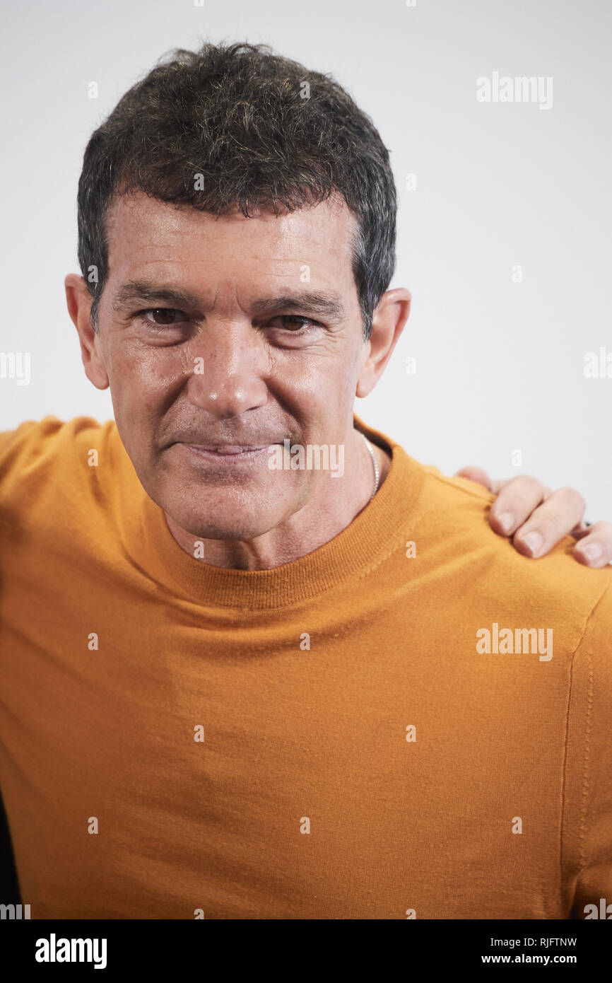 Madrid, Madrid, Spanien. 6 Feb, 2019. Antonio Banderas besucht Teatro del Soho Caixabank Präsentation auf der Caixabank Büros am 6. Februar 2019 in Madrid, Spanien Credit: Jack Abuin/ZUMA Draht/Alamy leben Nachrichten Stockfoto