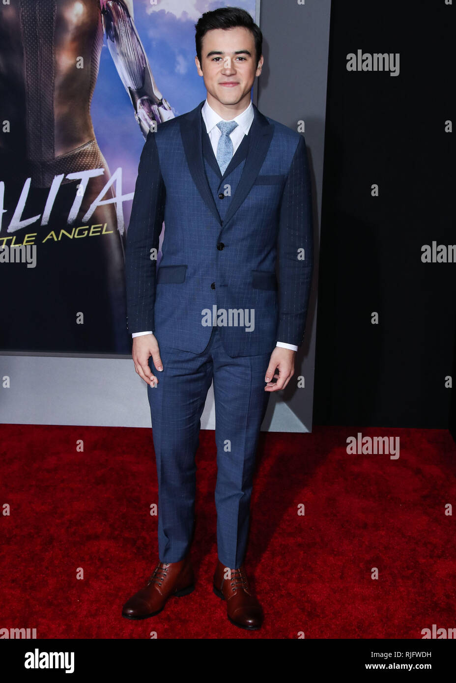 WESTWOOD, Los Angeles, CA, USA - 05. Februar: Schauspieler Keean Johnson kommt an der Los Angeles Premiere von Twentieth Century Fox's': Battle Angel Alita' im Regency Dorf Theater am 5. Februar 2019 in Westwood, Los Angeles, Kalifornien, USA. (Foto von Xavier Collin/Image Press Agency) Stockfoto