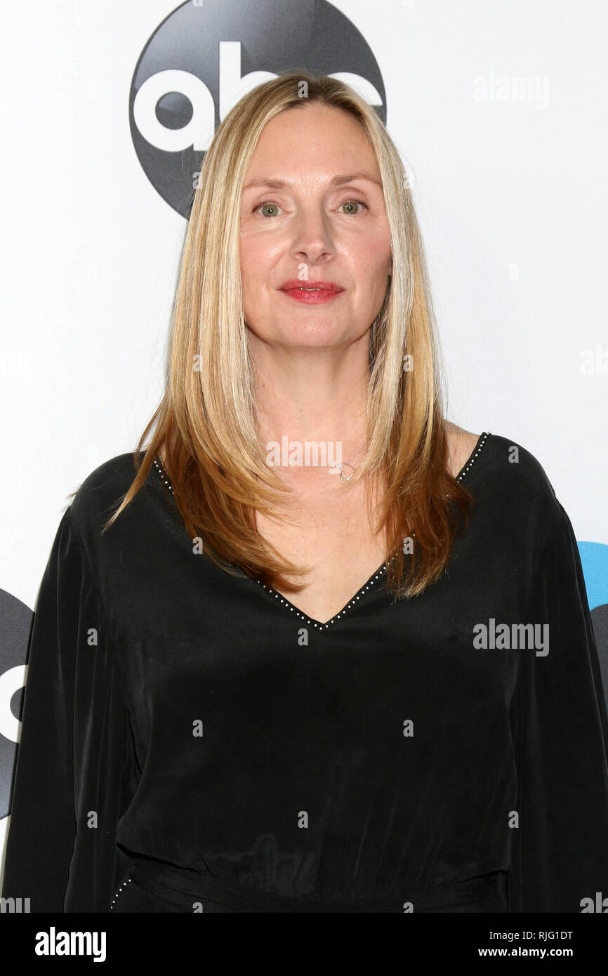 LOS ANGELES - FEB 5: Hope Davis am Disney ABC Fernsehen Winter Presse Tour Photo Call im Langham Huntington Hotel am 5. Februar 2019 in Pasadena, CA Credit: David Edwards/MediaPunch Stockfoto