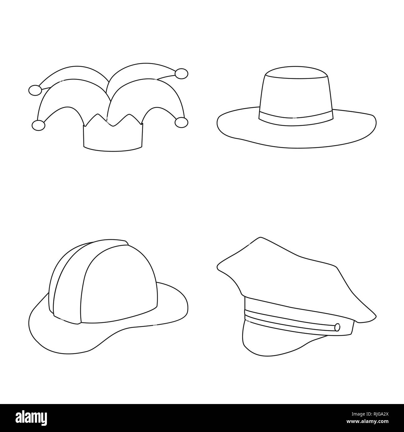 Vektor Design von Kopfbedeckungen und napper unterzeichnen. Satz von Kopfbedeckungen und Helm Lager Symbol für das Web. Stock Vektor