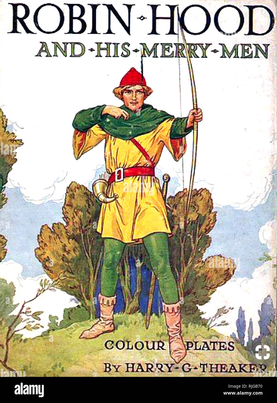 HARRY G. THEAKER (1873-1954) Englischer Illustrator. Abdeckung eines 1920er Edition von Robin Hood. Stockfoto