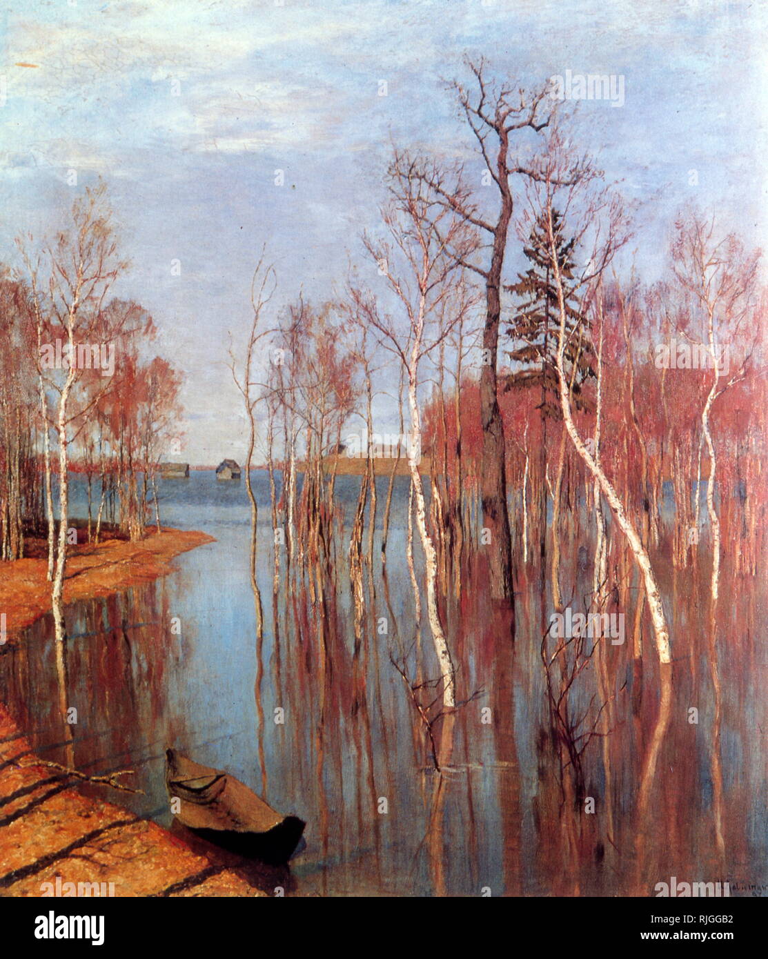 Im Frühjahr das Hochwasser 1897, gemalt von Isaak Iljitsch Lewitan (1860 - 1900); klassischen russischen Landschaftsmaler Stockfoto