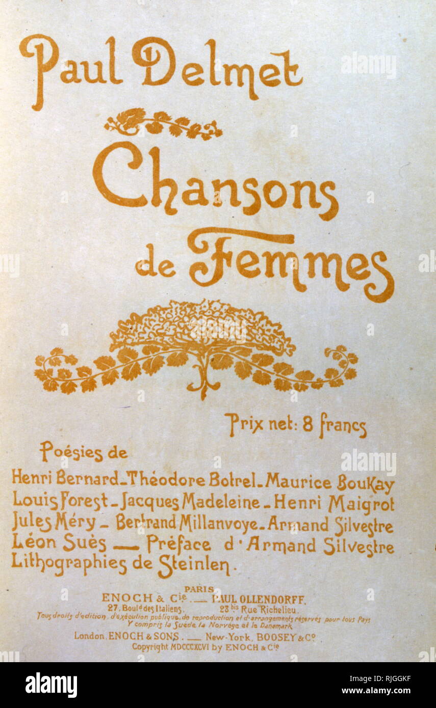 Chansons de Femmes" 1897; von Paul Delmet, (1862-1904), französischer Komponist, mit Illustrationen von Theophile-Alexandre Steinlen (1859 - 1923) Stockfoto