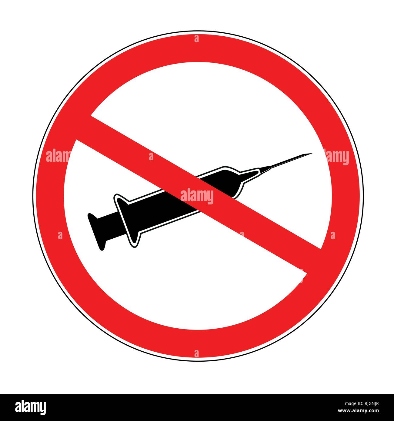 Keine spritze Symbol verbot und verboten Injektion zeichen Vector Illustration Stock Vektor