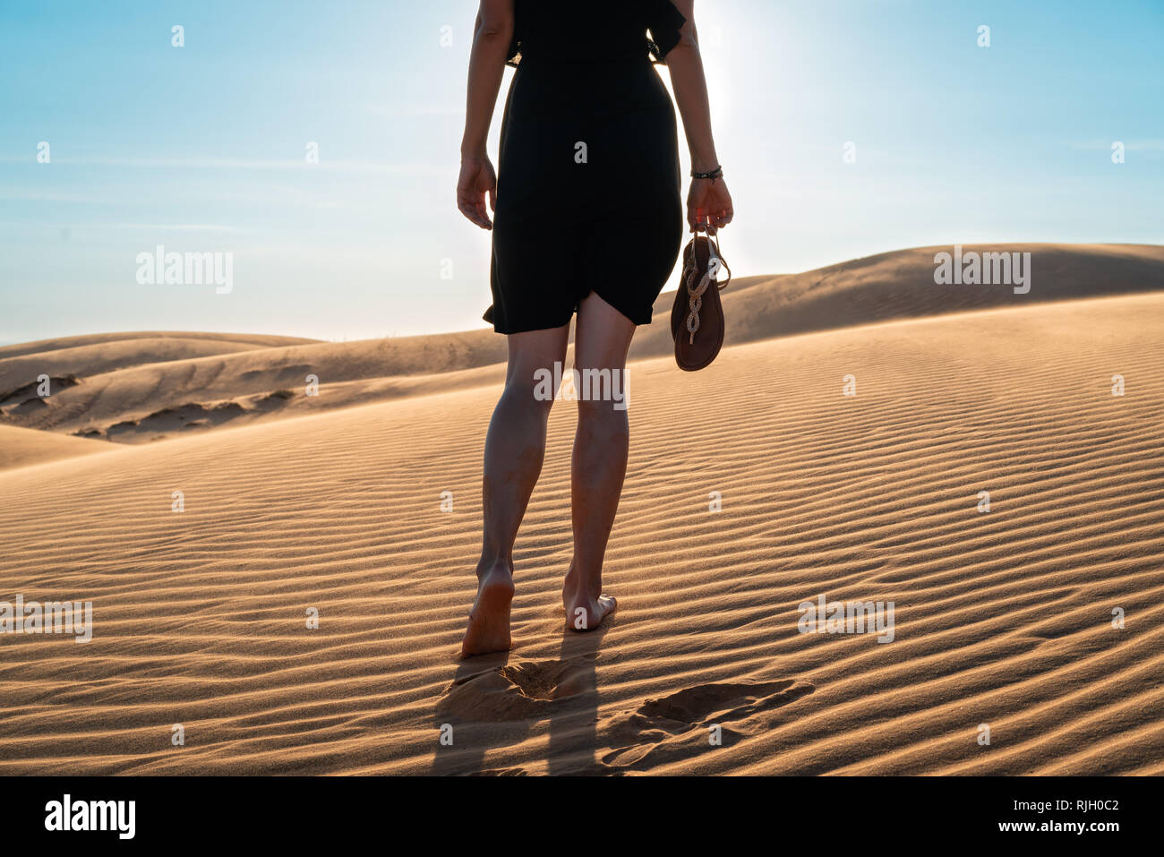 Den roten Sanddünen von Mui Ne, Vietnam ist beliebtes Reiseziel mit langen Küstenlinie. Stockfoto