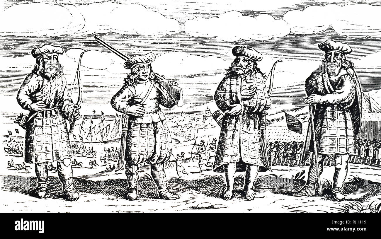 Ein holzschnitt Kupferstich, Irische Soldaten im Dienst der Gustavus Adolphus von Schweden. Gustavus Adolphus von Schweden (1594-1632) der König von Schweden. Vom 17. Jahrhundert Stockfoto