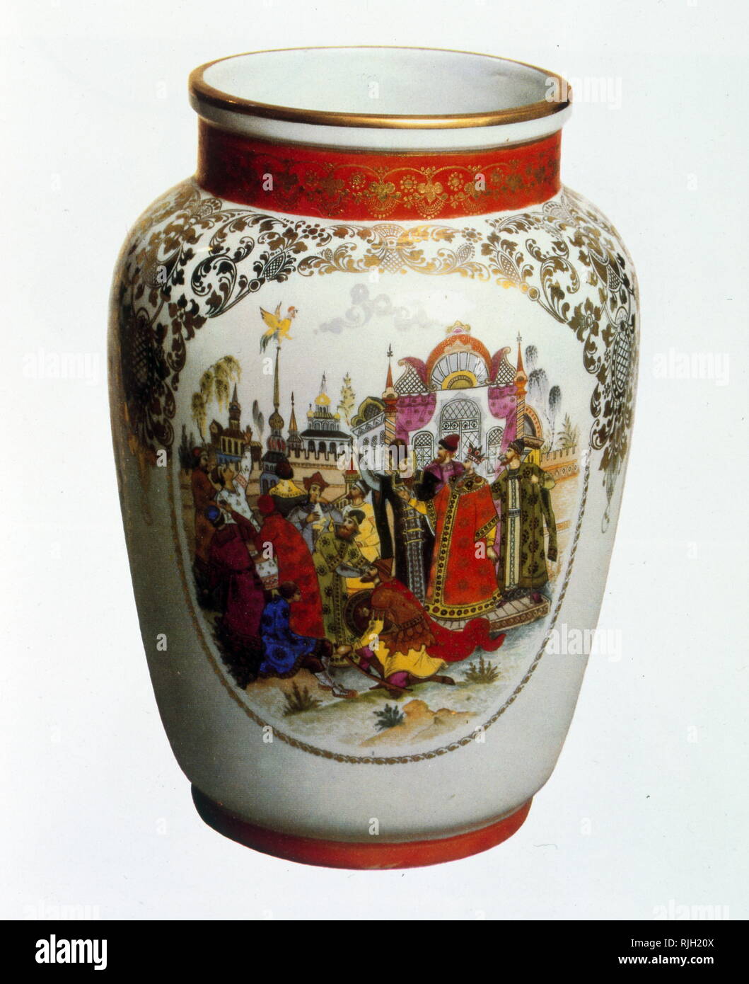 Commemorative Vase für Puschkin 100 1937, mit Darstellungen von Boris Godunow (Spiel von Alexander Puschkin, 1825) geschrieben. Alexander Sergejewitsch Puschkin (1799 - 1837), war ein Russischer Dichter, Dramatiker und Romancier der romantischen Epoche. Stockfoto
